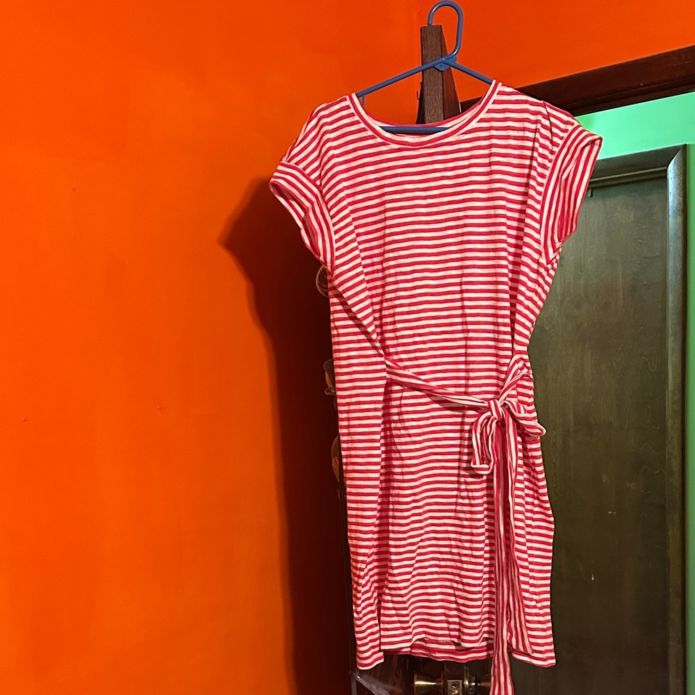 J. Crew Red and White Striped Dress